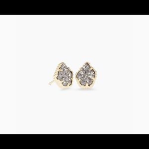 Tessa Gold Stud Earrings in Platinum Drusy